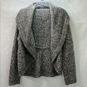 Elsamanda Knit Sweater Waterfall Cardigan Wool Knit Italian Grey Sz Large